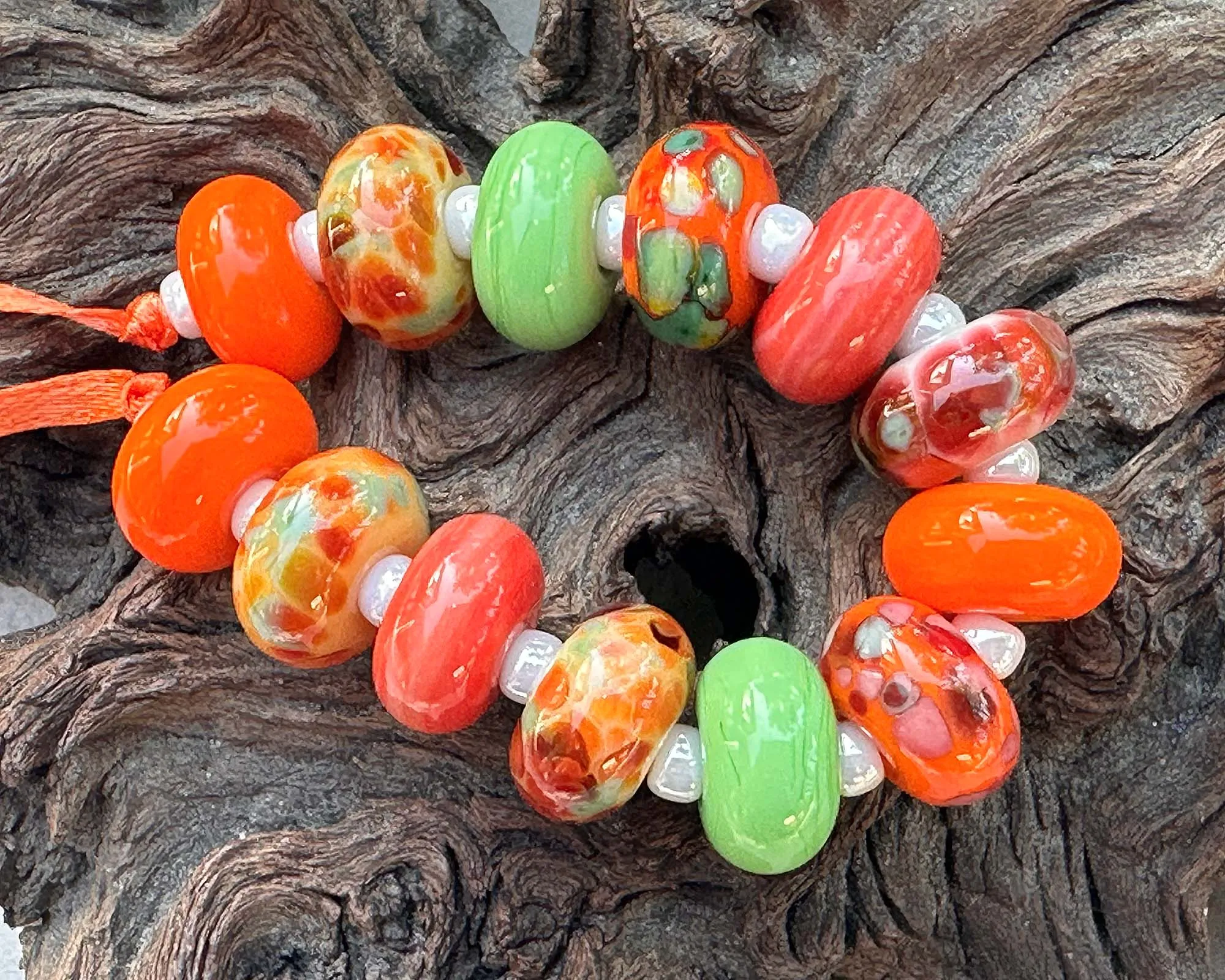 13 Salsa Orange Mix Lampwork Beads Mix SRA