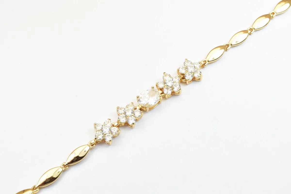 18KGF Gold Filled Chain With Cubic Zirconia Rhinestone Clear Stone Length 6.50" Inch 10mm Width finding for gold filled jewelry making BG41