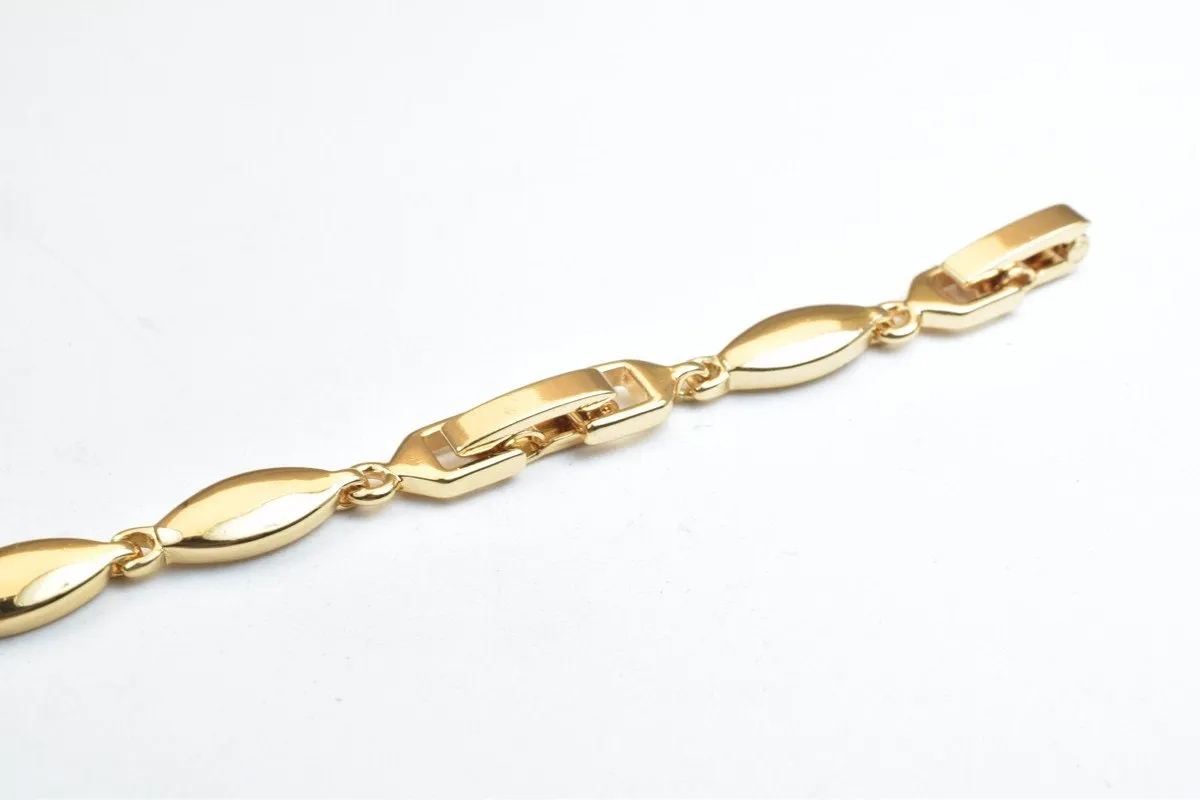 18KGF Gold Filled Chain With Cubic Zirconia Rhinestone Clear Stone Length 6.50" Inch 10mm Width finding for gold filled jewelry making BG41