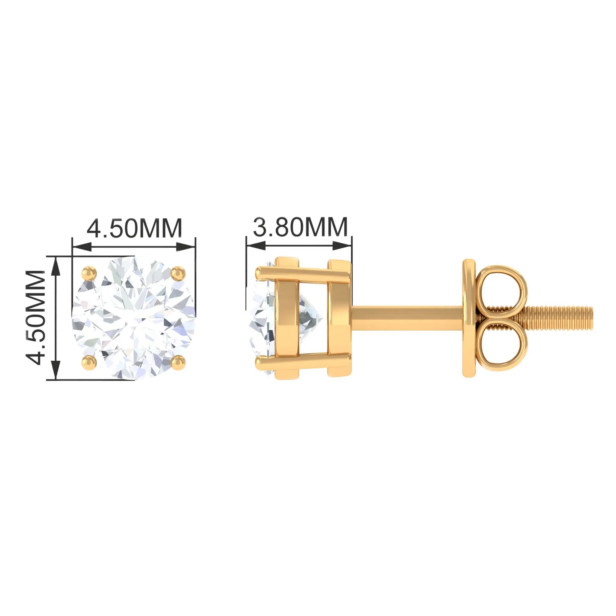 4.50 MM Certified Zircon Solitaire Stud Earrings