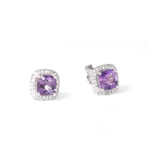 Baikalla™ Classic Sterling Silver Natural Cushion Cut Amethyst Stud Earrings