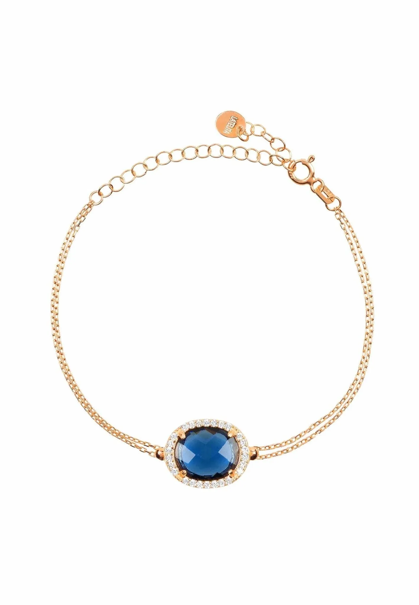 Beatrice Oval Gemstone Bracelet Rose Gold Sapphire Hydro