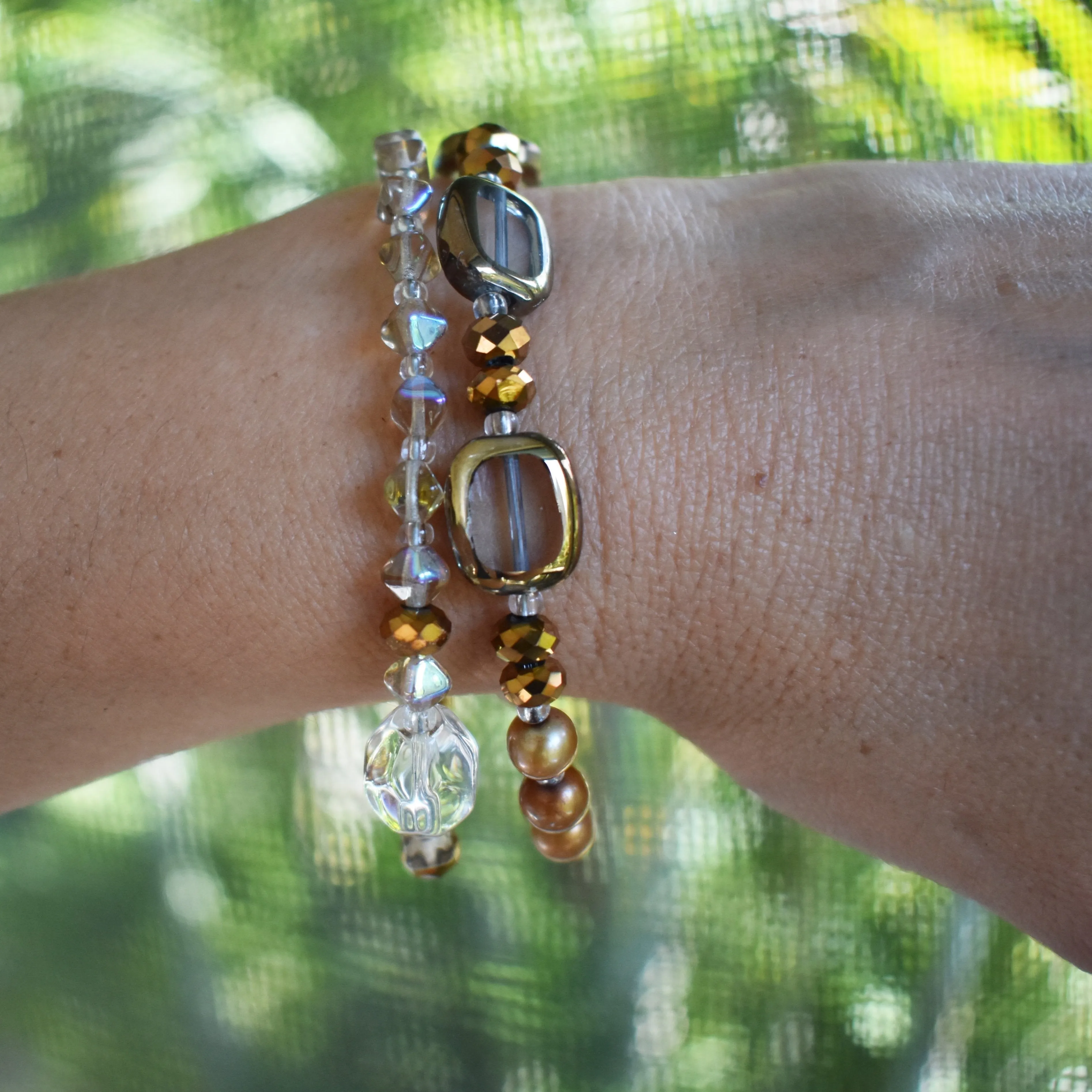 Crystal Gold Medley 2-Strand Bracelet