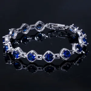Elegant White Gold Rhinestone Chain Bracelet