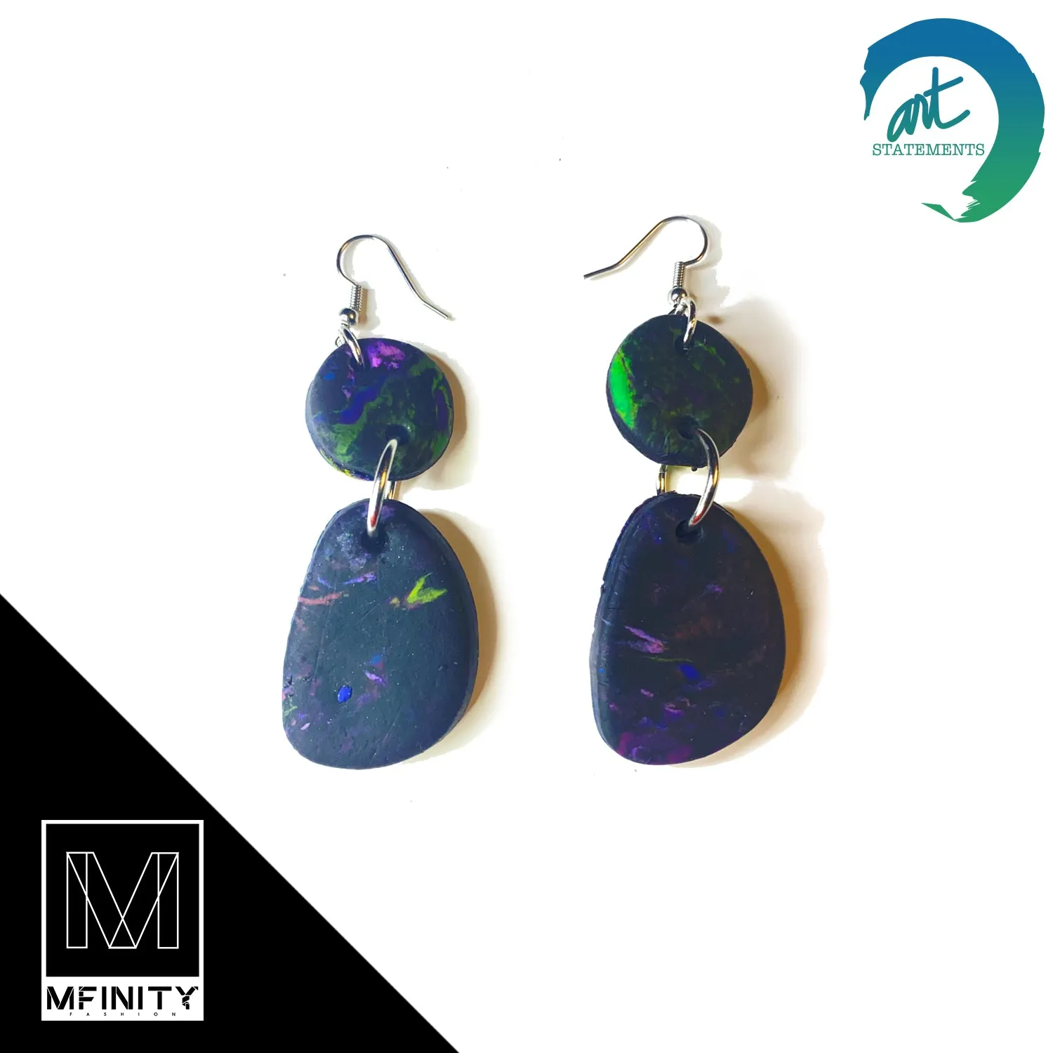 Midnight Jungle Stones Clay earrings